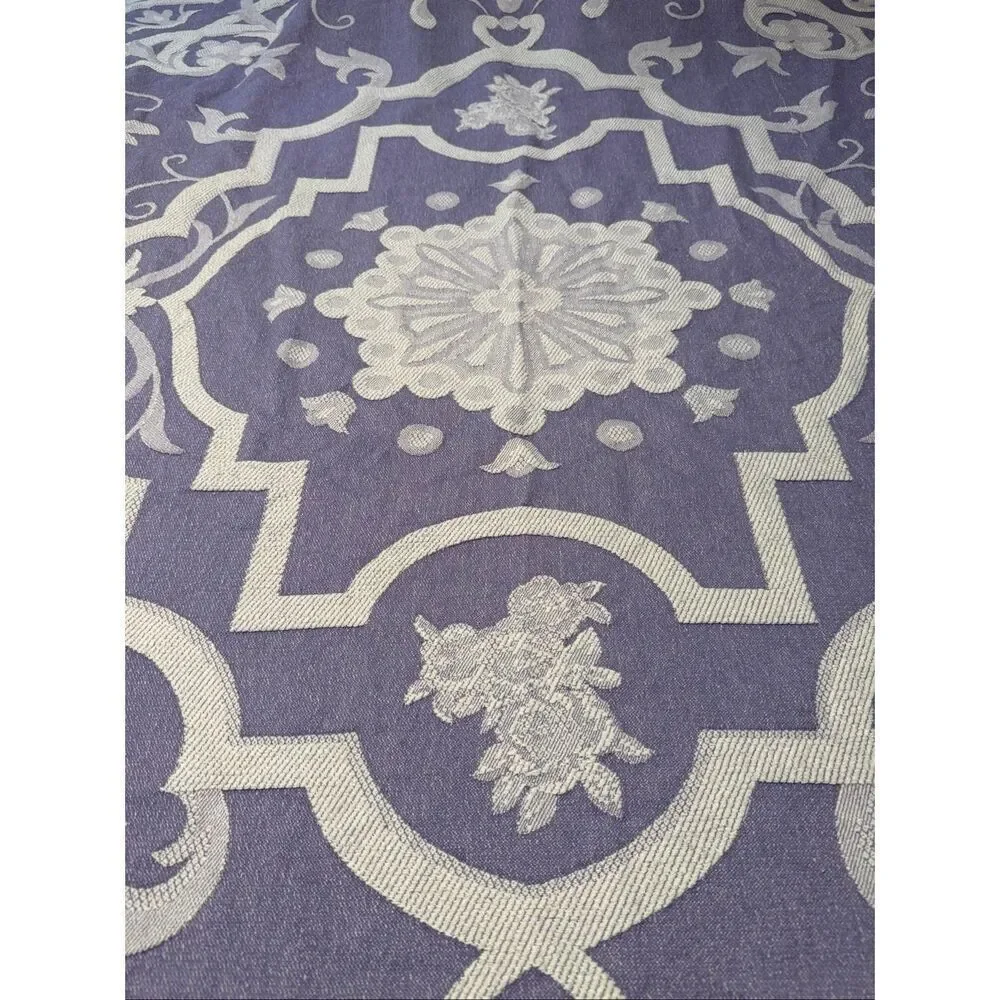 Queen Size 100% Cotton Bedspread Coverlet + Two Square Shams Purple and White